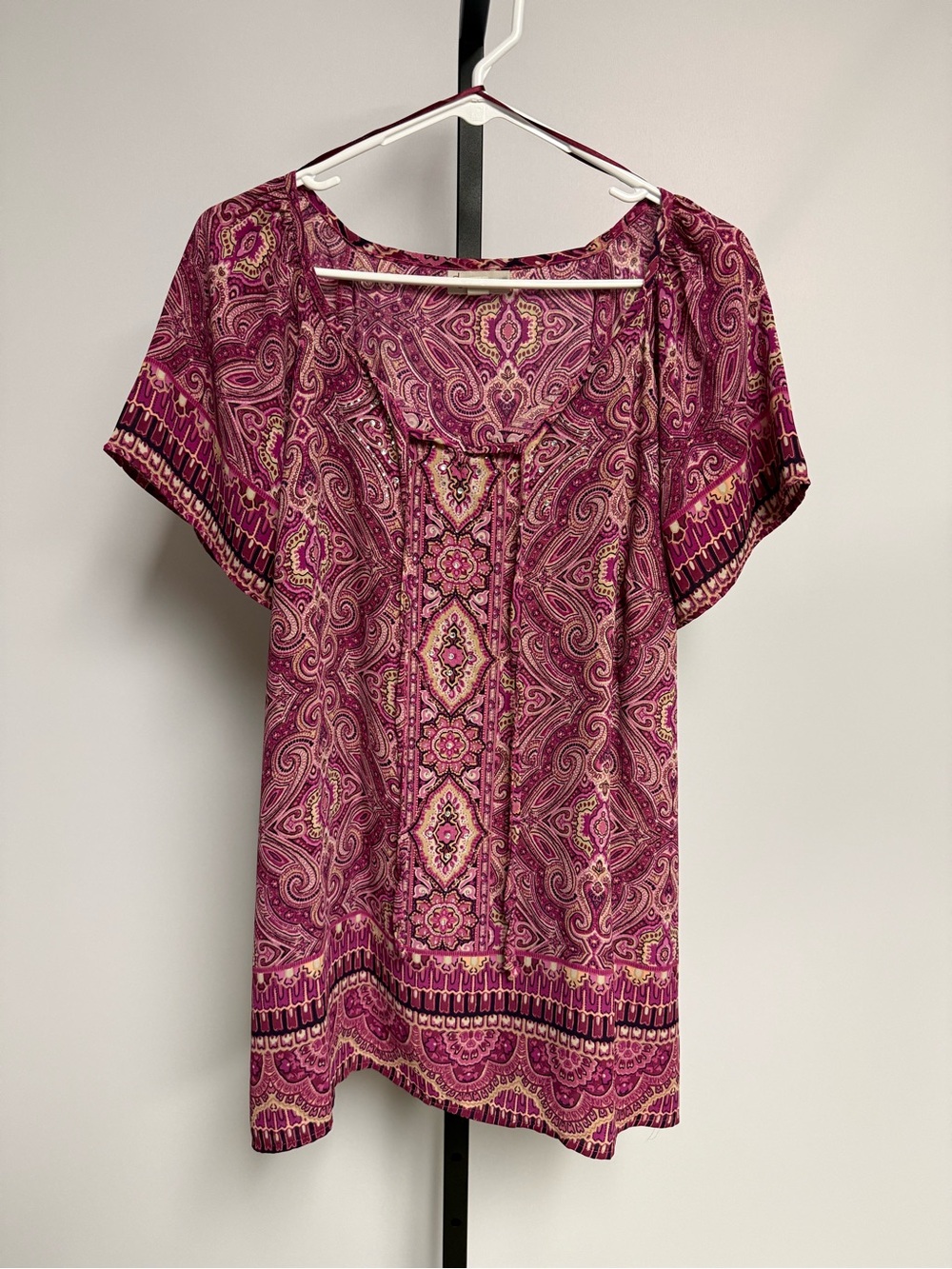 Cb Established 1962 Boho Paisley Abstract Print Short Sleeve Top Size 1X Office